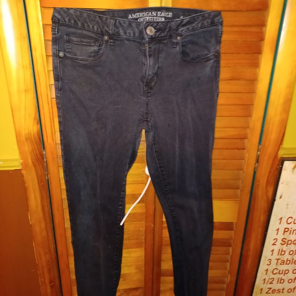 Black American Eagle Skinny Super Stretch Jeans Size 12 - Picture 1 of 4
